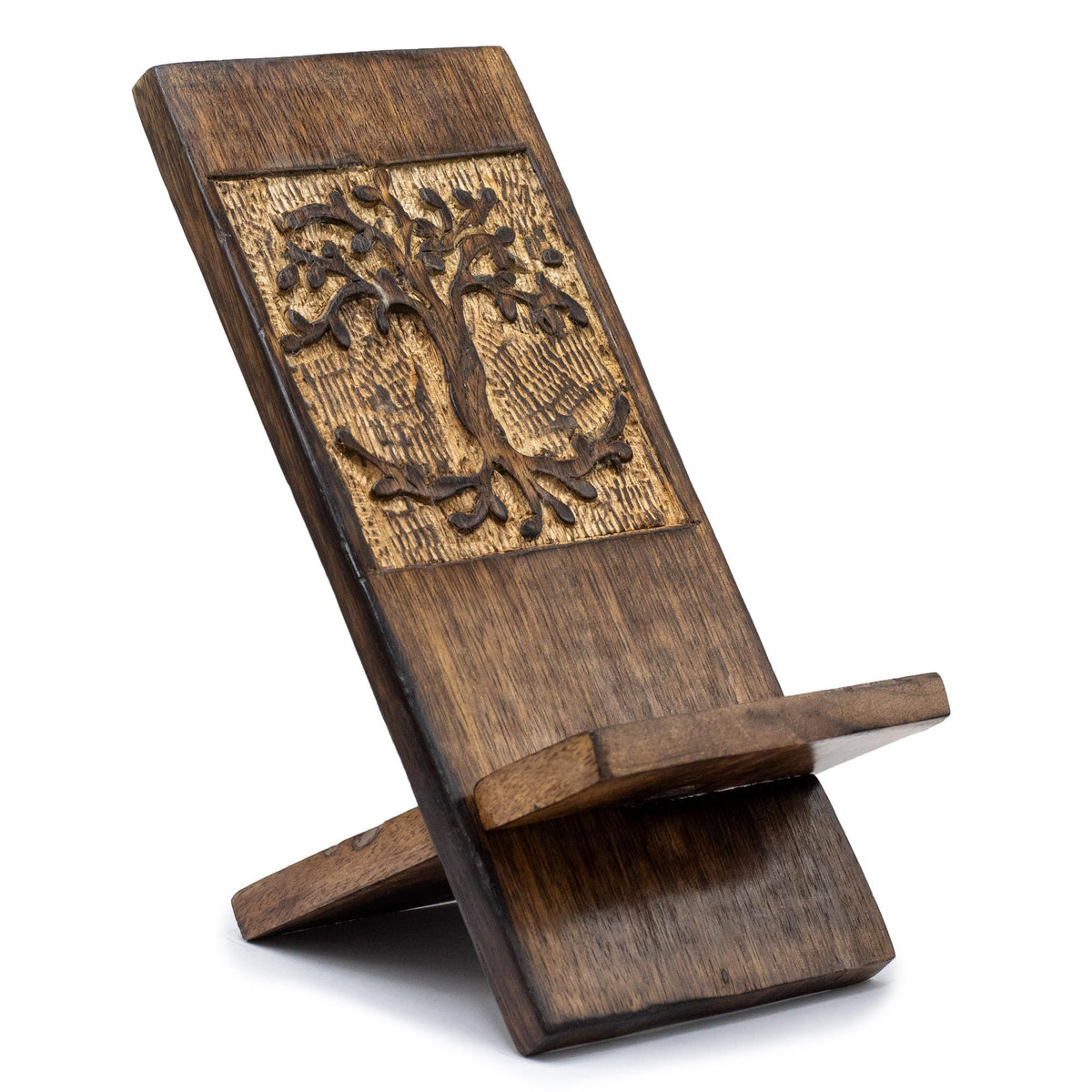 Mango Wood Carved Phone Stand - Tree of Life – view 2