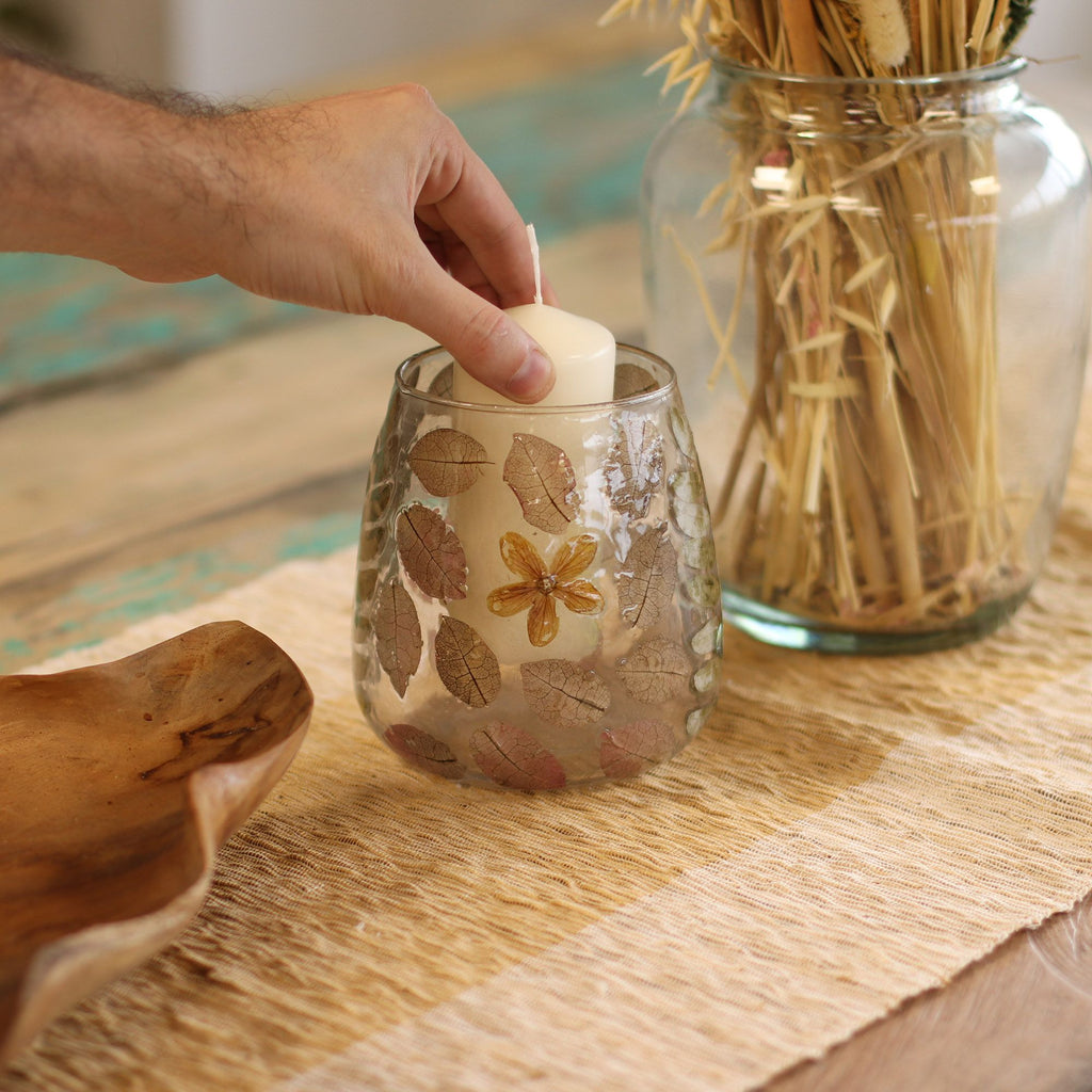 Primavera Glass Vase Candle Holder with Dried Flowers 12x11cm – view 8