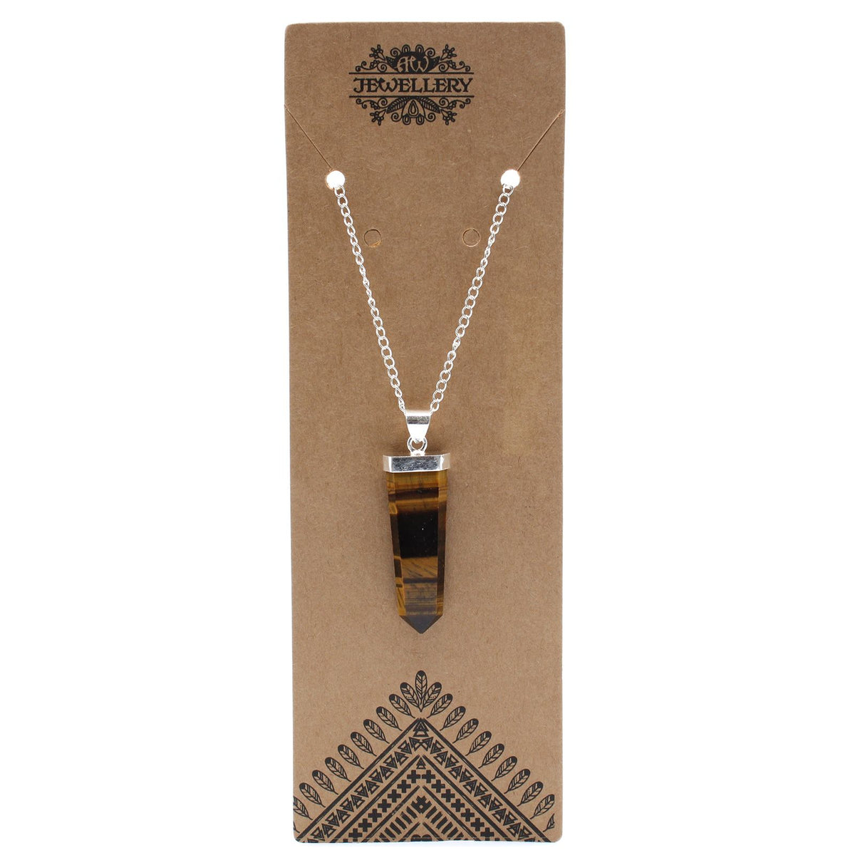 Tiger Eye Flat Pencil Pendant Necklace