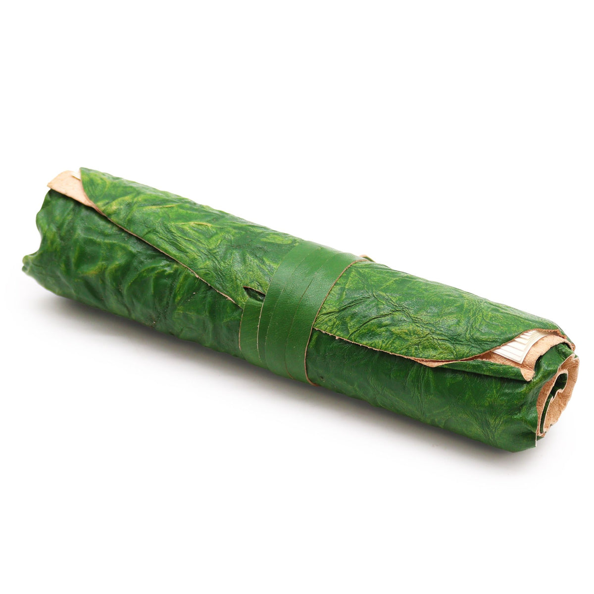 Rolled Leather Travel Notebook, Green, 96 Pages, 21x15cm