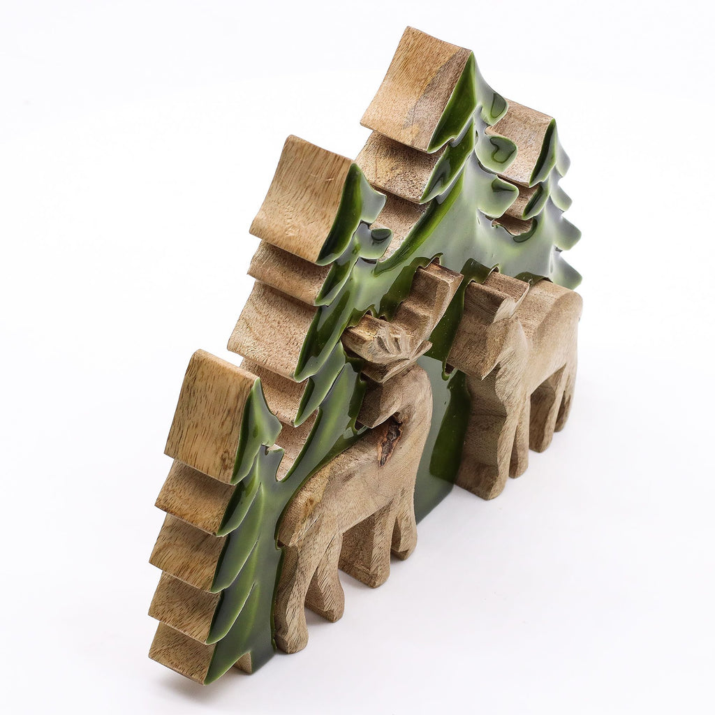 Two Deer in the Forest Wooden Decoration - 18 x 23 cm – view 7