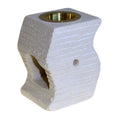 Carved Sandstone Oil Burner - Stepped Wave Design