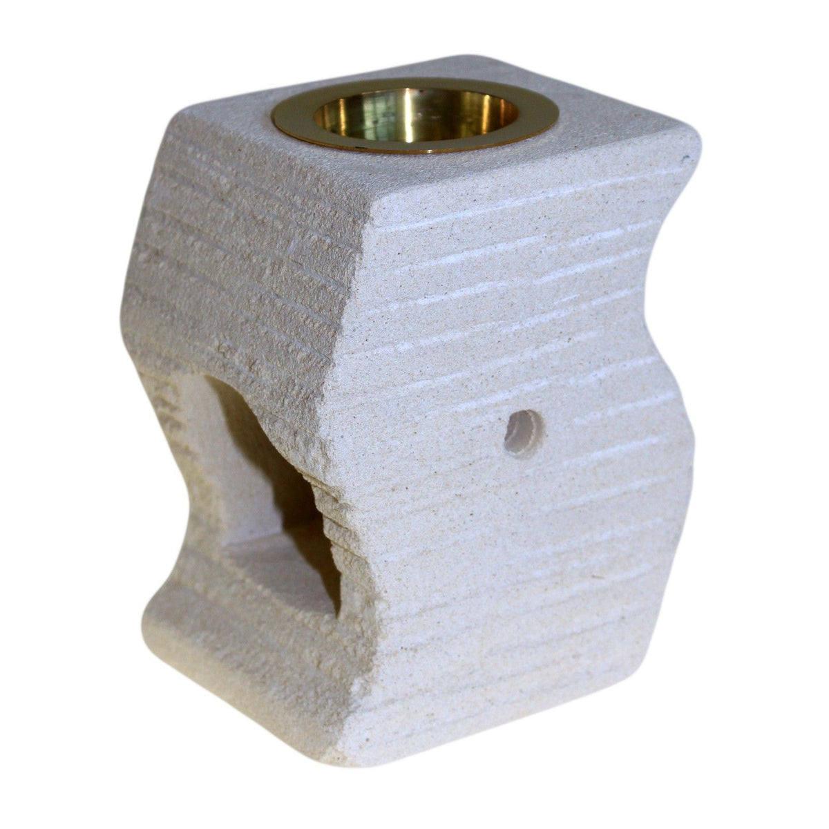 Carved Sandstone Oil Burner - Stepped Wave Design