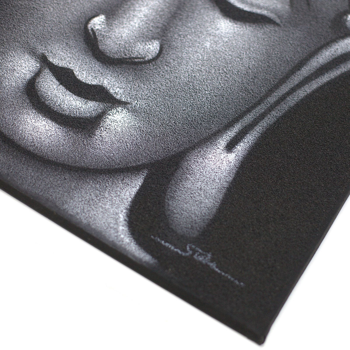 Buddha Painting, Grey Sand Finish - 80 x 60cm