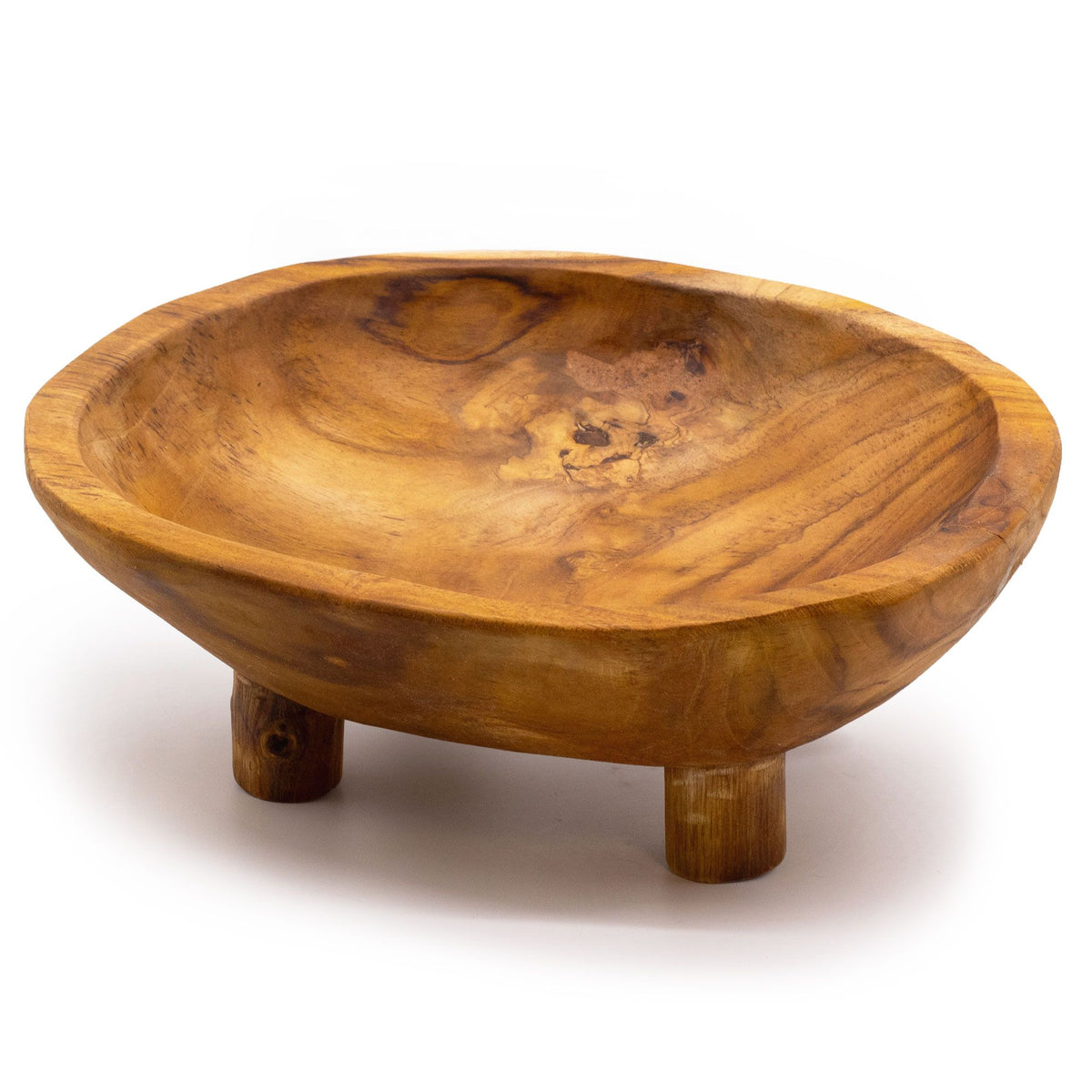 Smooth Teak Fruit Bowl on Legs, approx. 32cm – view 2