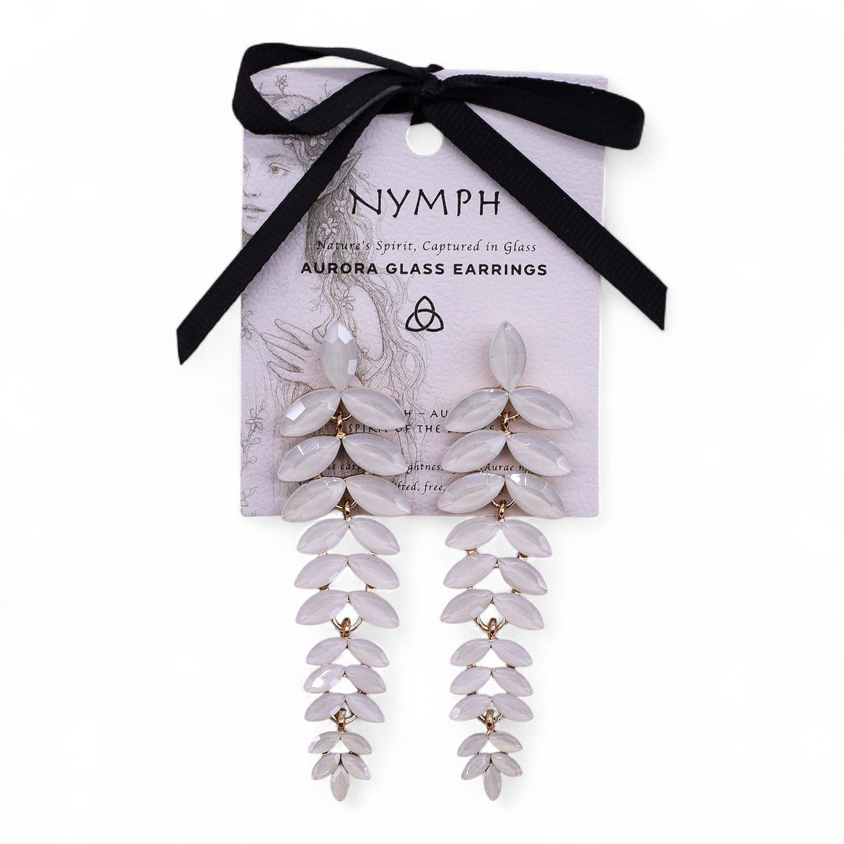 Nymph Pearl Long Drop Vintage Glass Earrings – view 3