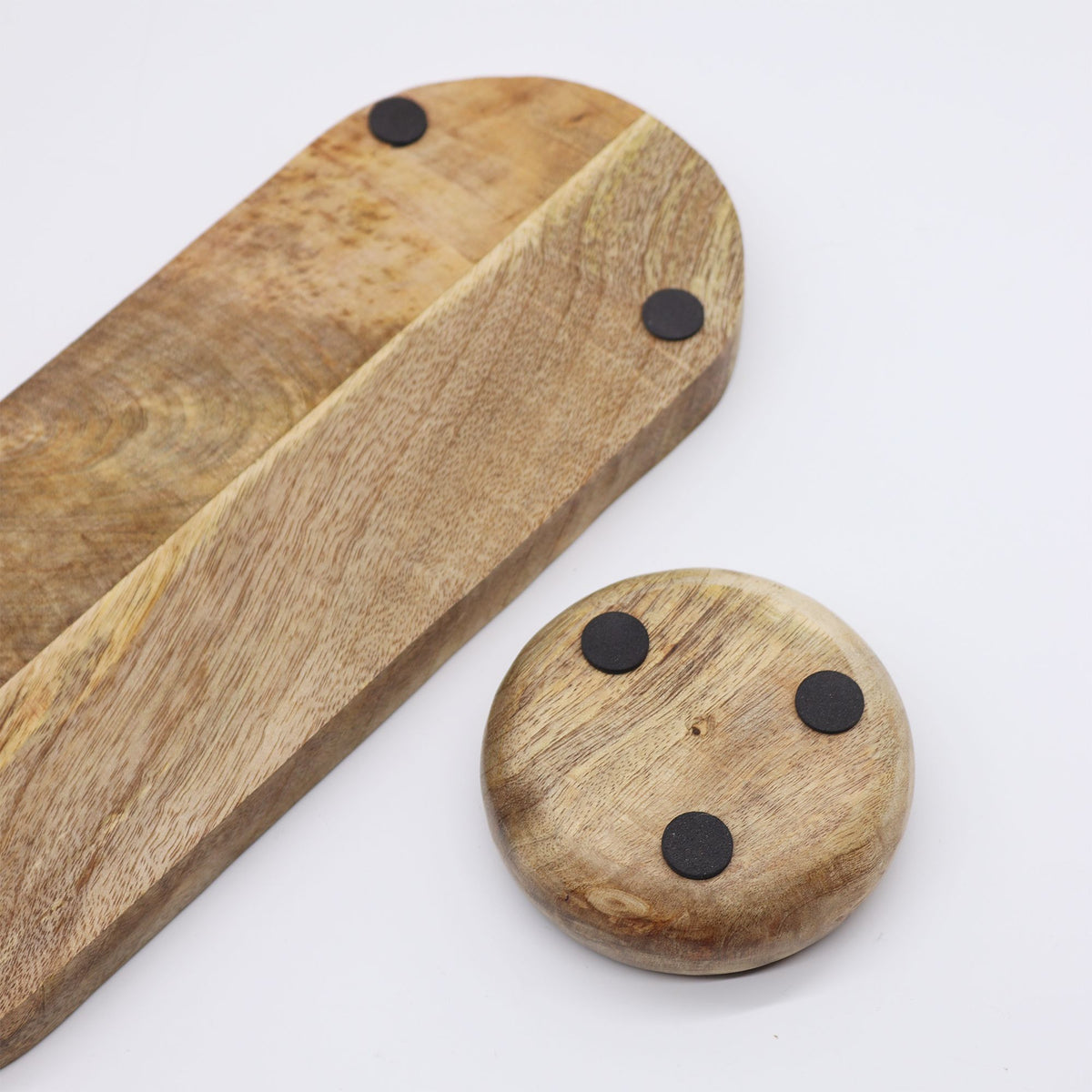 Mango Wood Tray with 3 Bowls - Mediterranean Tile – view 2