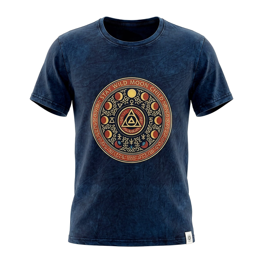 Nomad Sari Stonewashed T-Shirt - Stay Wild Moon Child - Blue - Medium – view 7