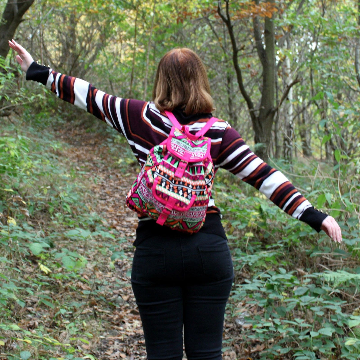 Pink Jacquard Backpack - Nepal Style – view 2