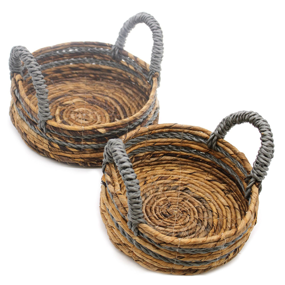 Banana Leaf & Grey Raffia Baskets, Set of 2 – view 6