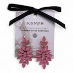Soft Pink Vintage Glass Long Drop Earrings – view 3