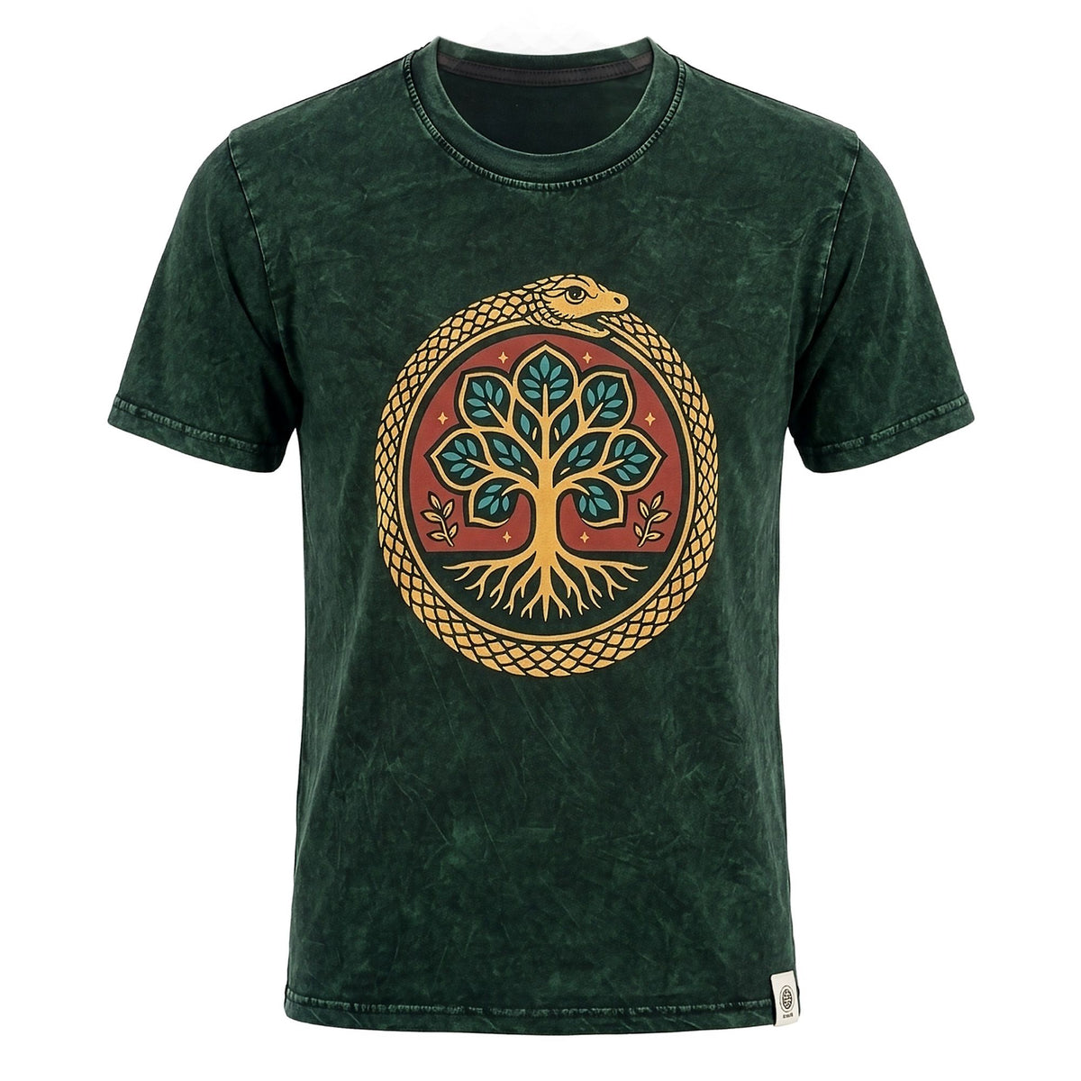 Nomad Sari Stonewashed T-Shirt - Tree of Life - Green - Large – view 3