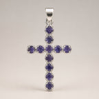 Ionite Crucifix Pendant Necklace on Silver Plated Chain 45cm