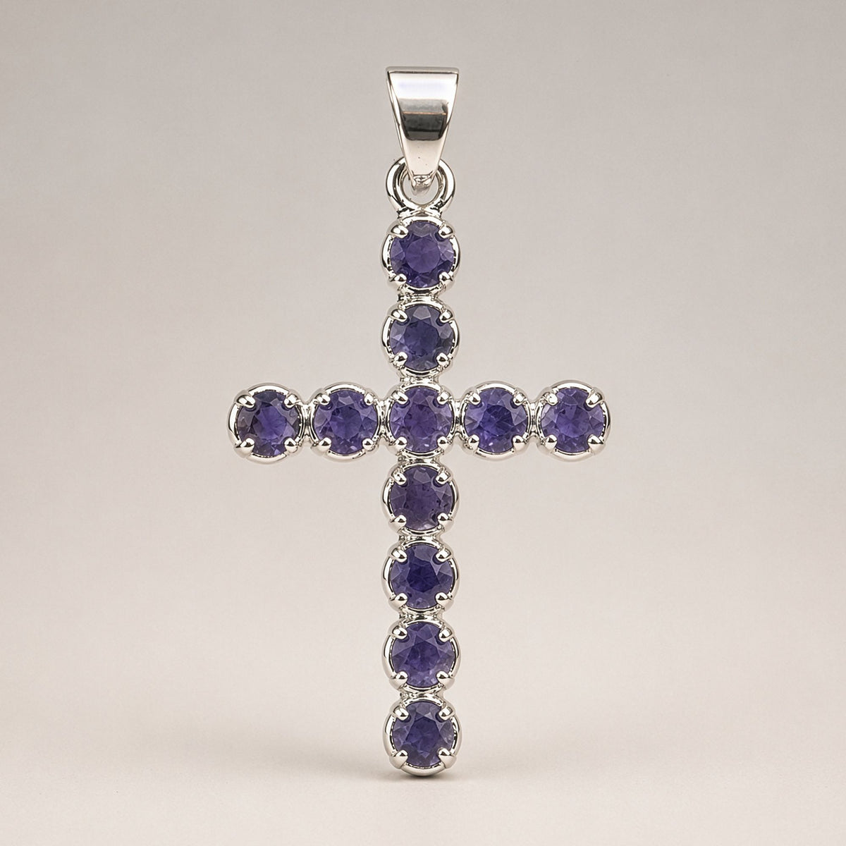 Ionite Crucifix Pendant Necklace on Silver Plated Chain 45cm