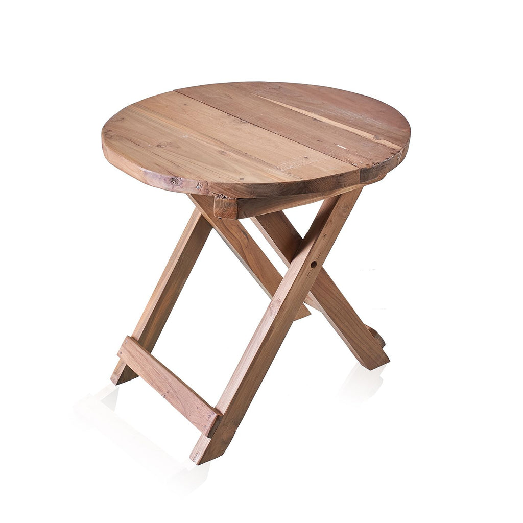 Round Folding Coffee Table, Recycled Teak - 50 cm