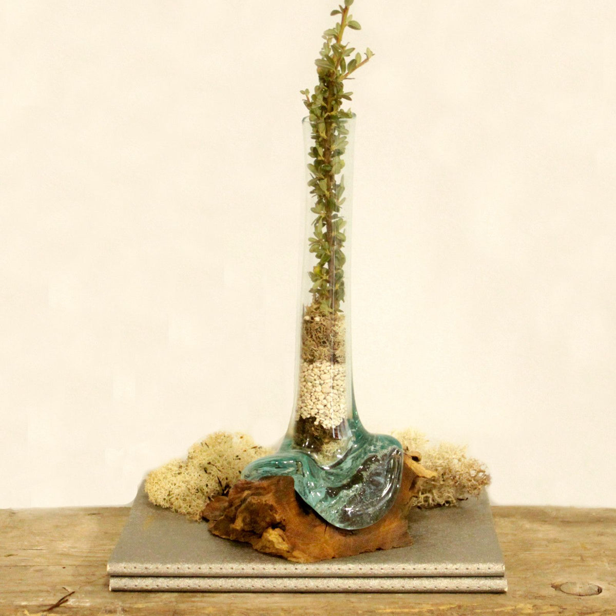 Molten Glass Tall Vase on Wood – view 5