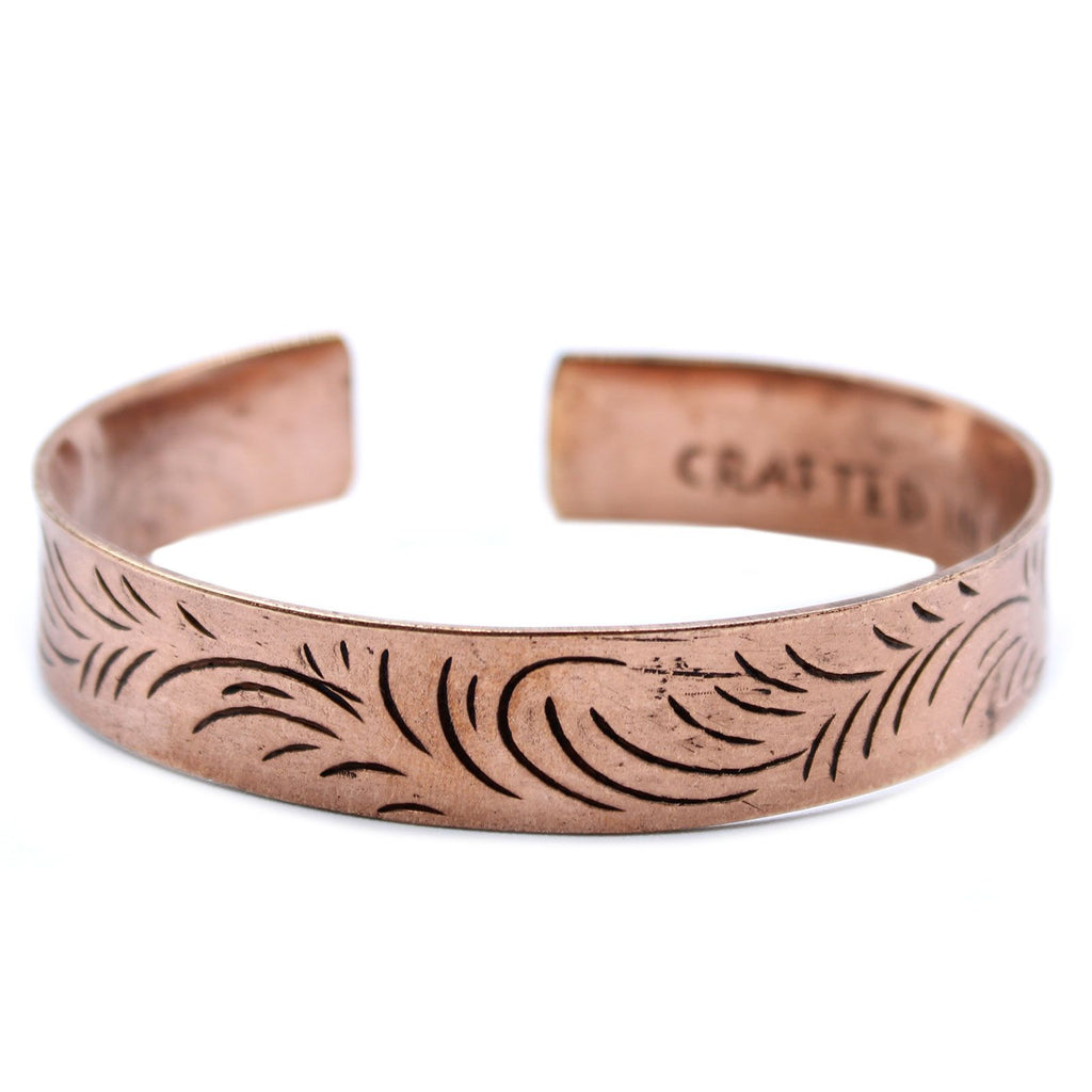 Copper Tibetan Bracelet with Wide Tribal Swirls – view 5