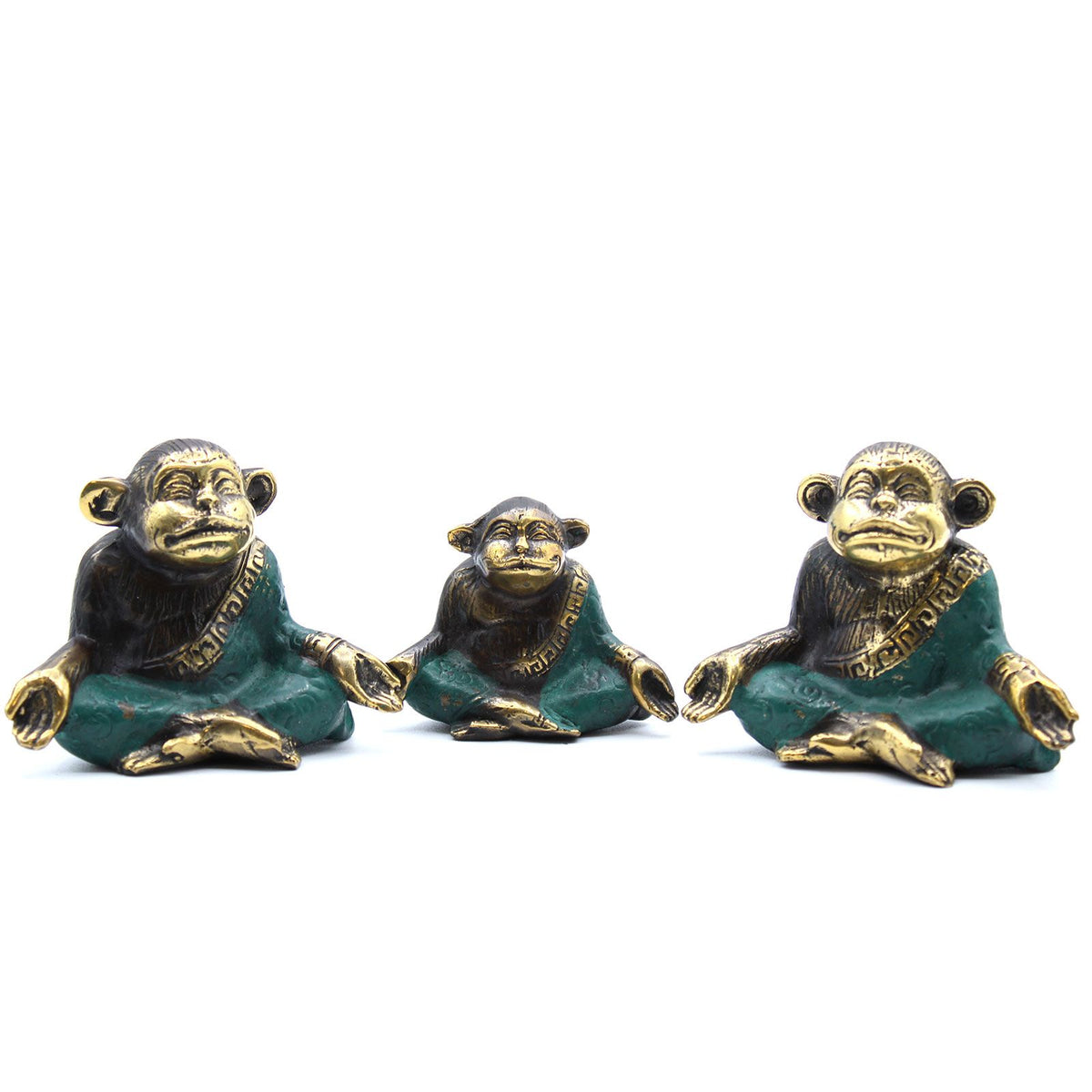 Brass Yoga Monkey Family Set of 3