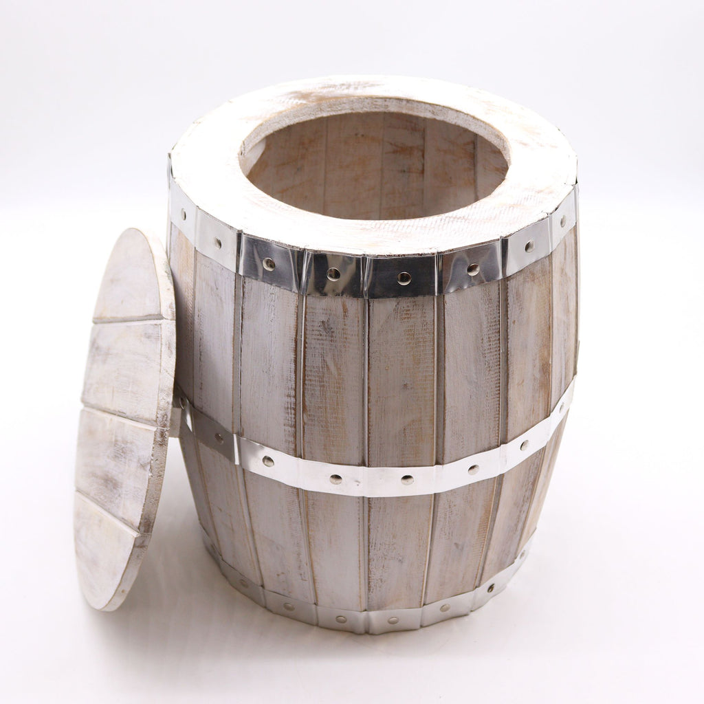 Beer Barrel Stool 38x32cm - Whitewash – view 2