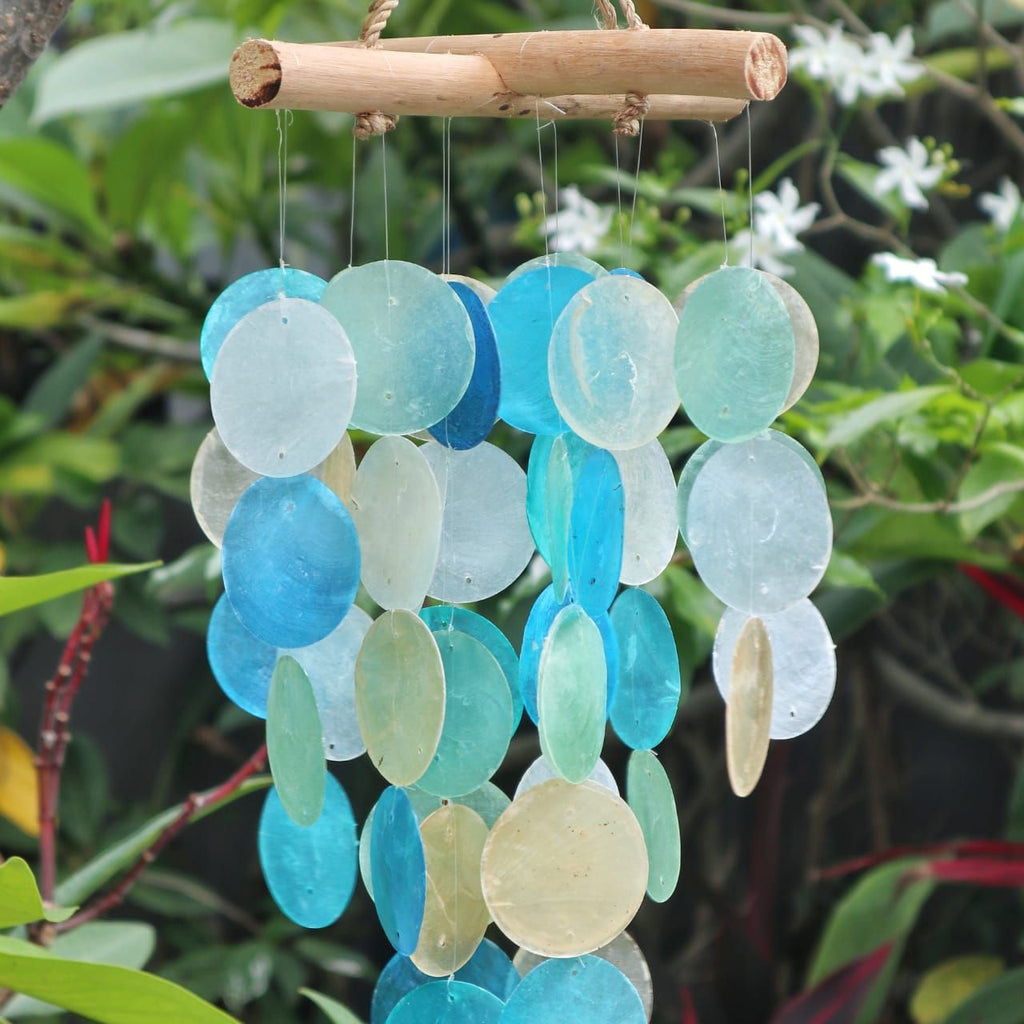 Blue & Pearl Driftwood Cross Wind Chime – view 3