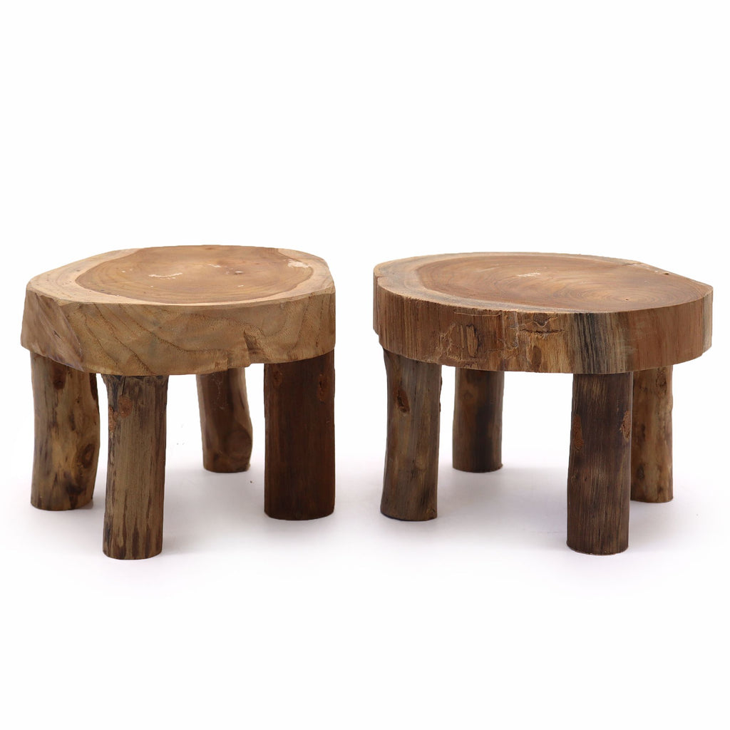 Medium Teak Display Pad Stands, Set of 2 - 27 x 15 cm