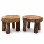 Medium Teak Display Pad Stands, Set of 2 - 27 x 15 cm