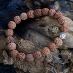 Rudraksha Buddha Bangle Mala - Natural Wood Beads – view 3