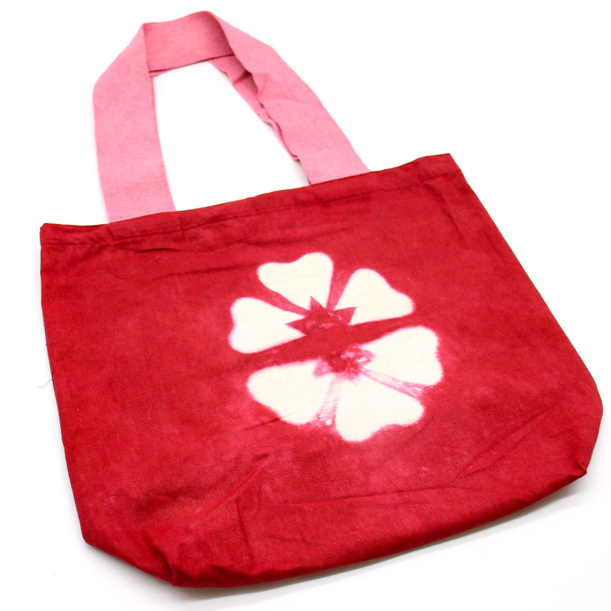 Tie-Dye Cotton Bag 38x42cm - Maroon Flower, Pink Handle – view 2