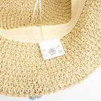 Nomad Sari Floppy Straw Sun Hat - Beige with Blue Flowers – view 6