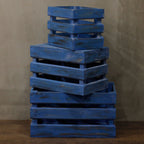 Set of 3 Wooden Storage Boxes - Bluewash – view 4