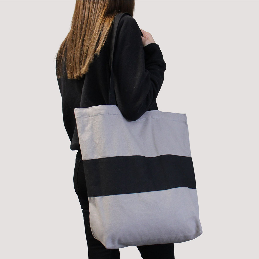 Two Tone Cotton Bag 38x42x12cm Green and Black – view 2