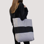 Two Tone Cotton Bag 38x42x12cm Grey and Black – view 4