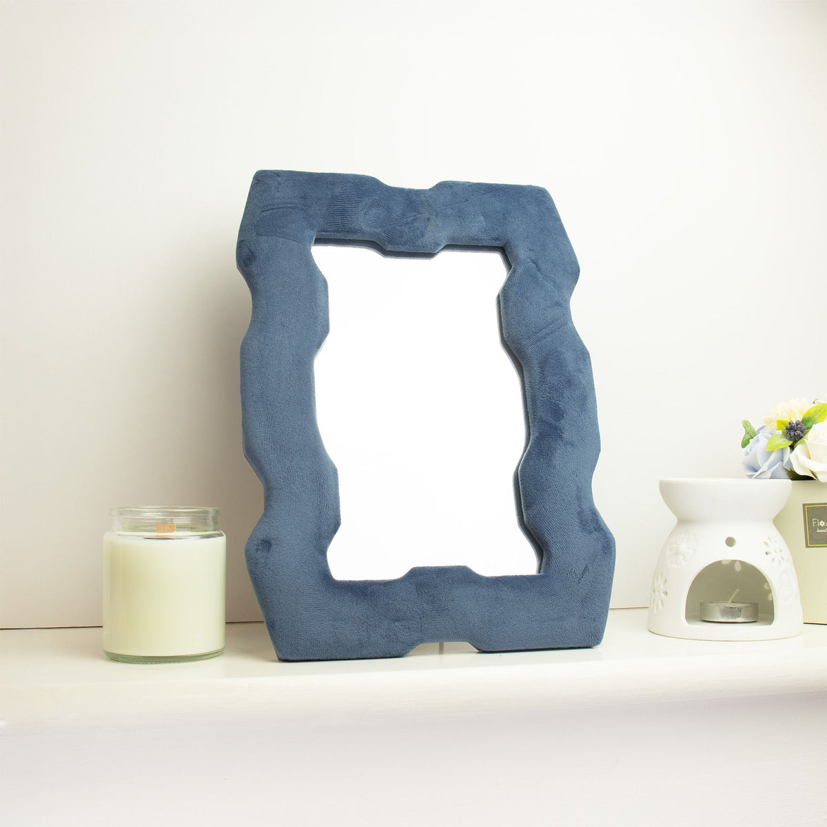 Squiggly Chunky Frame Mirror - Royal Blue - 30.5x22.5cm