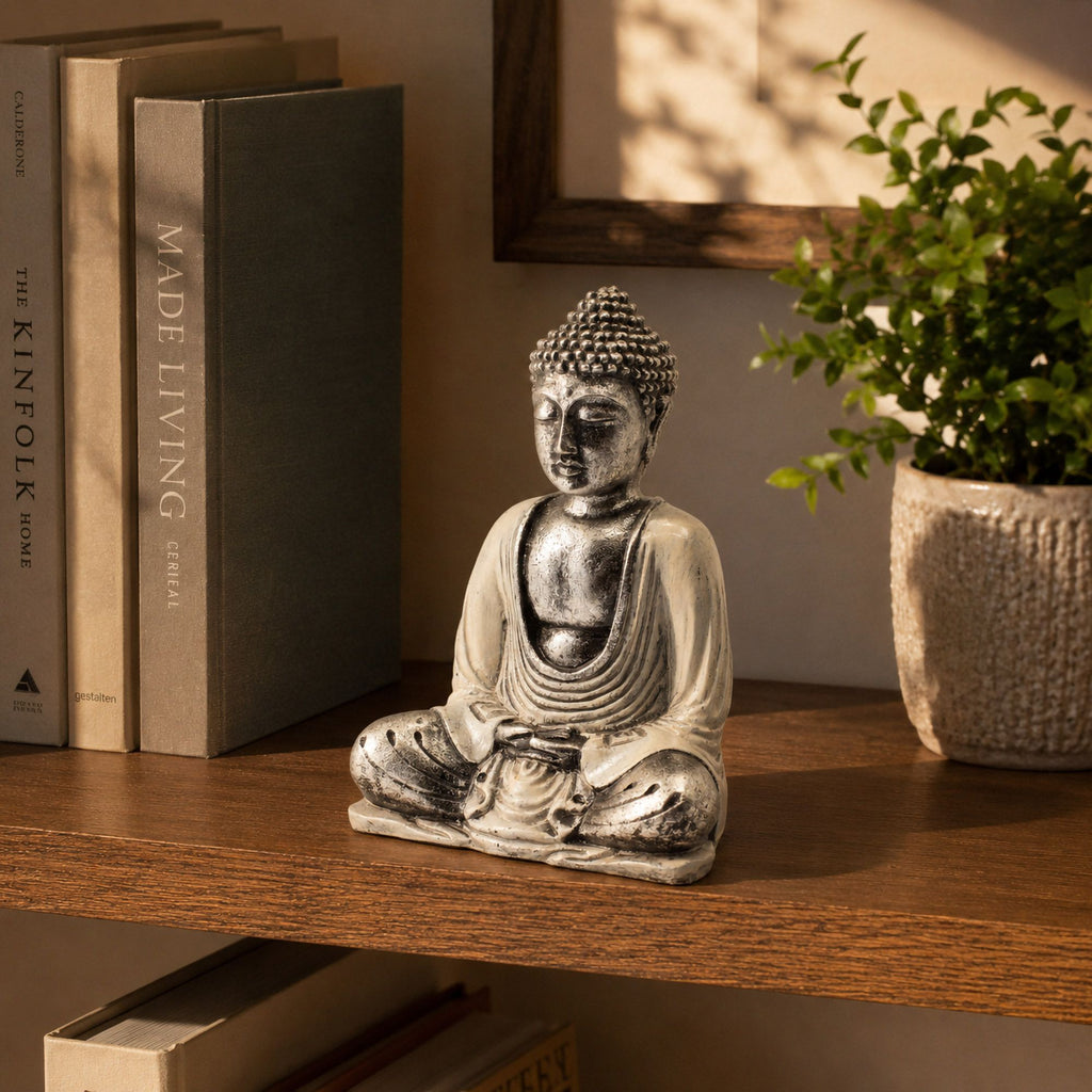 White & Grey Buddha Statue - Medium – view 3