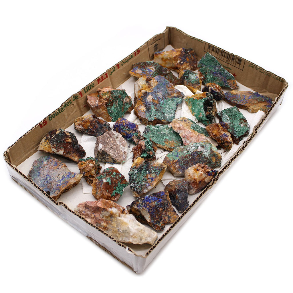 Azurite Malachite Mineral Specimens Tray, Approx 20 Pieces – view 6