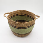 Cotton & Seagrass Baskets, Black and Green, Set of 3 – view 2
