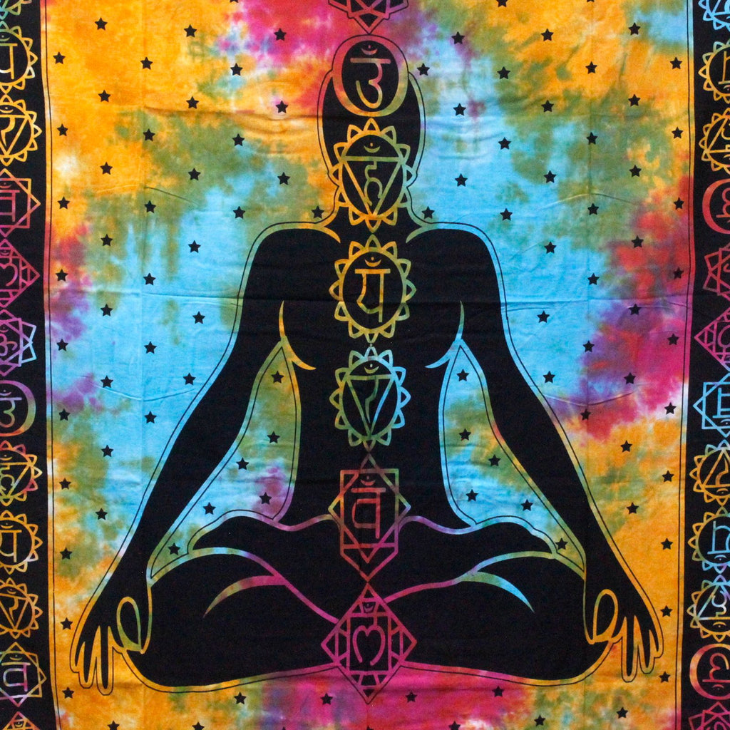 Single Cotton Bedspread & Wall Hanging - Chakra Buddha 130x200cm