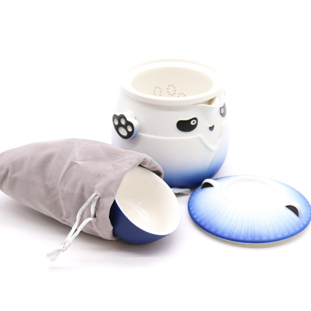 Panda Teapot Set with Three Cups - Sky Blue – view 3