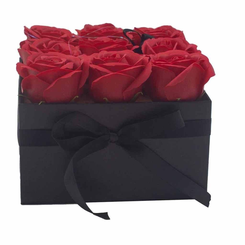9 Red Soap Roses Square Gift Box – view 3