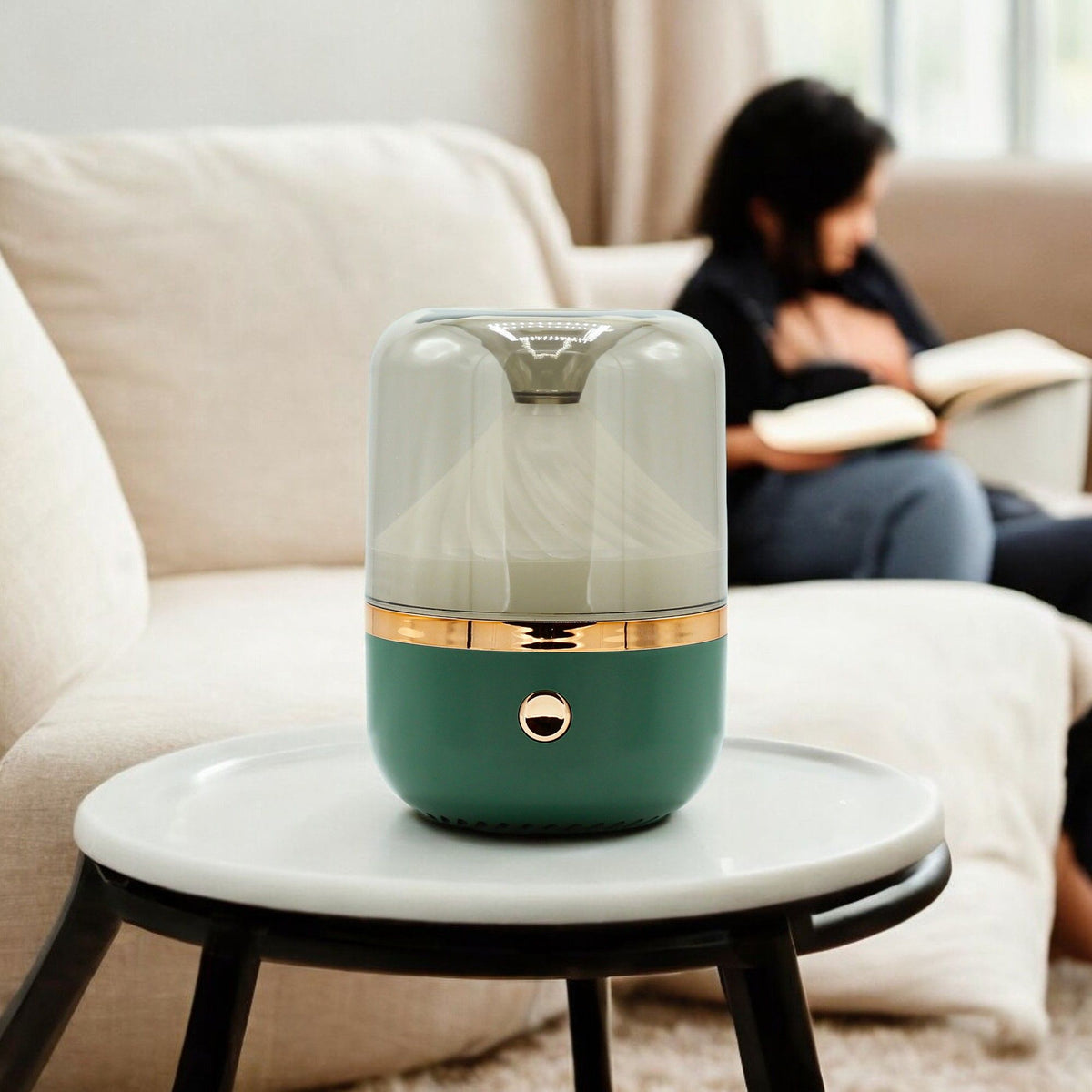 Urban Aroma Diffuser in Green and Bronze with Night Light – view 2