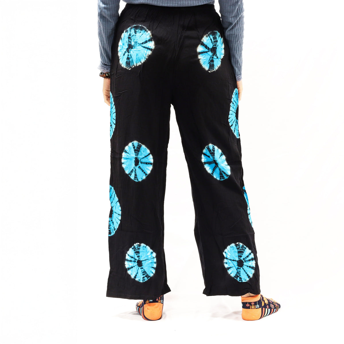 Japanese Style Lounge Pants - Black and Blue Tie-Dye - M – view 3