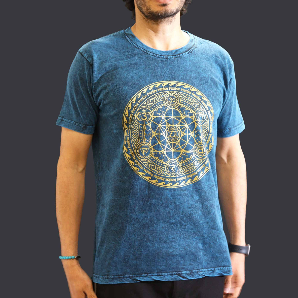Nomad Sari Stonewashed T-Shirt - Chakra - Blue - Medium