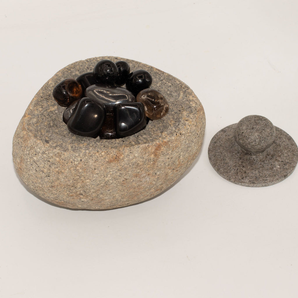 Natural Riverstone Grounding Pot - Large - approx 15x12cm – view 4