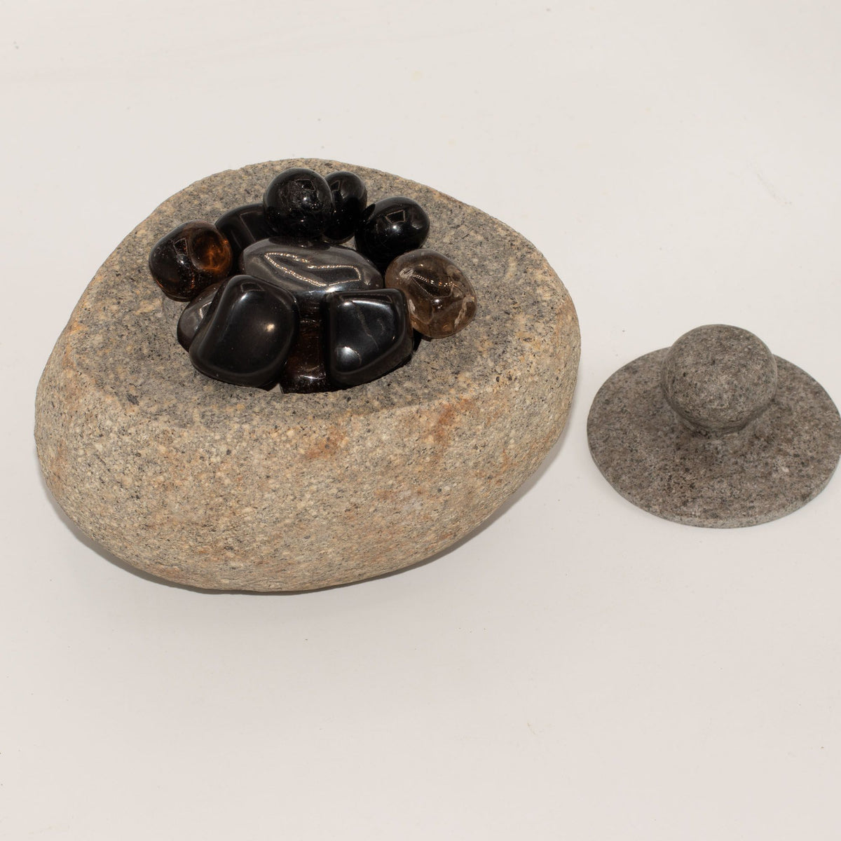 Natural Riverstone Grounding Pot - Large - approx 15x12cm – view 4