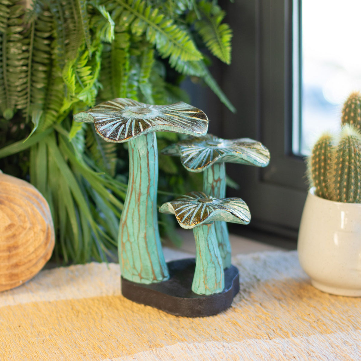 Golden Mushroom Wood Sculpture - Small 20cm Greenwash – view 4