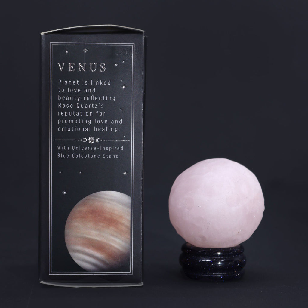Rose Quartz Planet on Goldstone Stand - 40mm – view 10