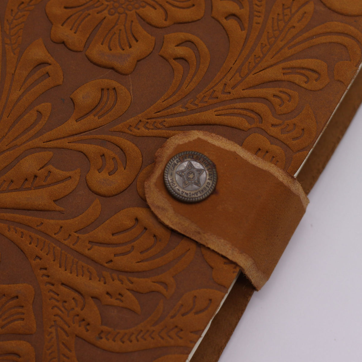 Leather Embossed Floral Notebook, Tan – 18x13.5 cm – view 6