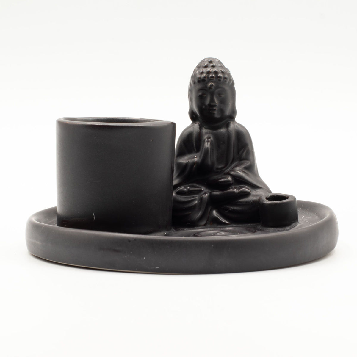 Ceramic Buddha Incense Plate - Matt Black – view 5