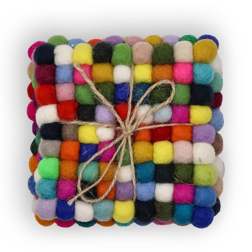 Square Felt Coasters 10cm Grey Multi Set of 4 – view 2
