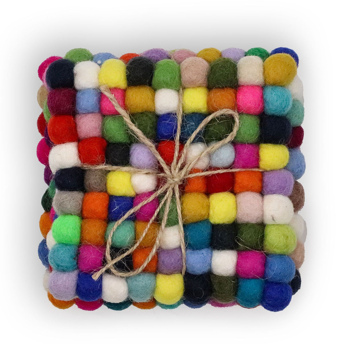 Square Felt Coasters 10cm Grey Multi Set of 4 – view 2